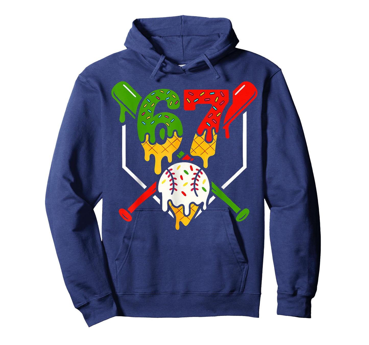 Six Seven 67 Baseball Ice Cream Drip Cool Gen Alpha Slang T-Shirt