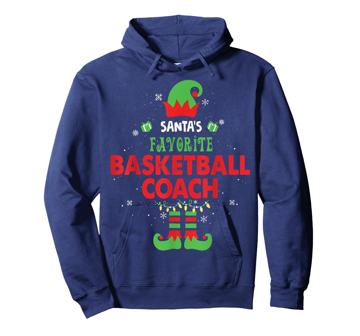 Santa's Favorite Basketball Coach Funny Elf Family Xmas T-Shirt