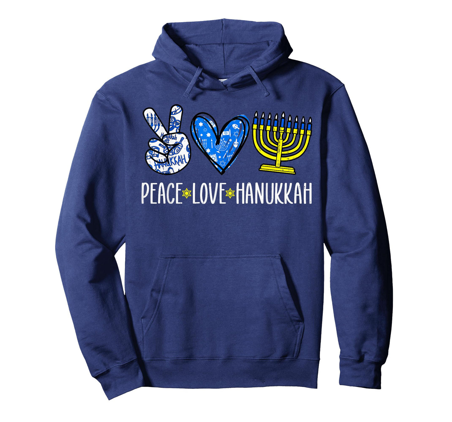 Peace Love Hanukkah Jewish Menorah Chanukah Womens Girl Kids T-Shirt