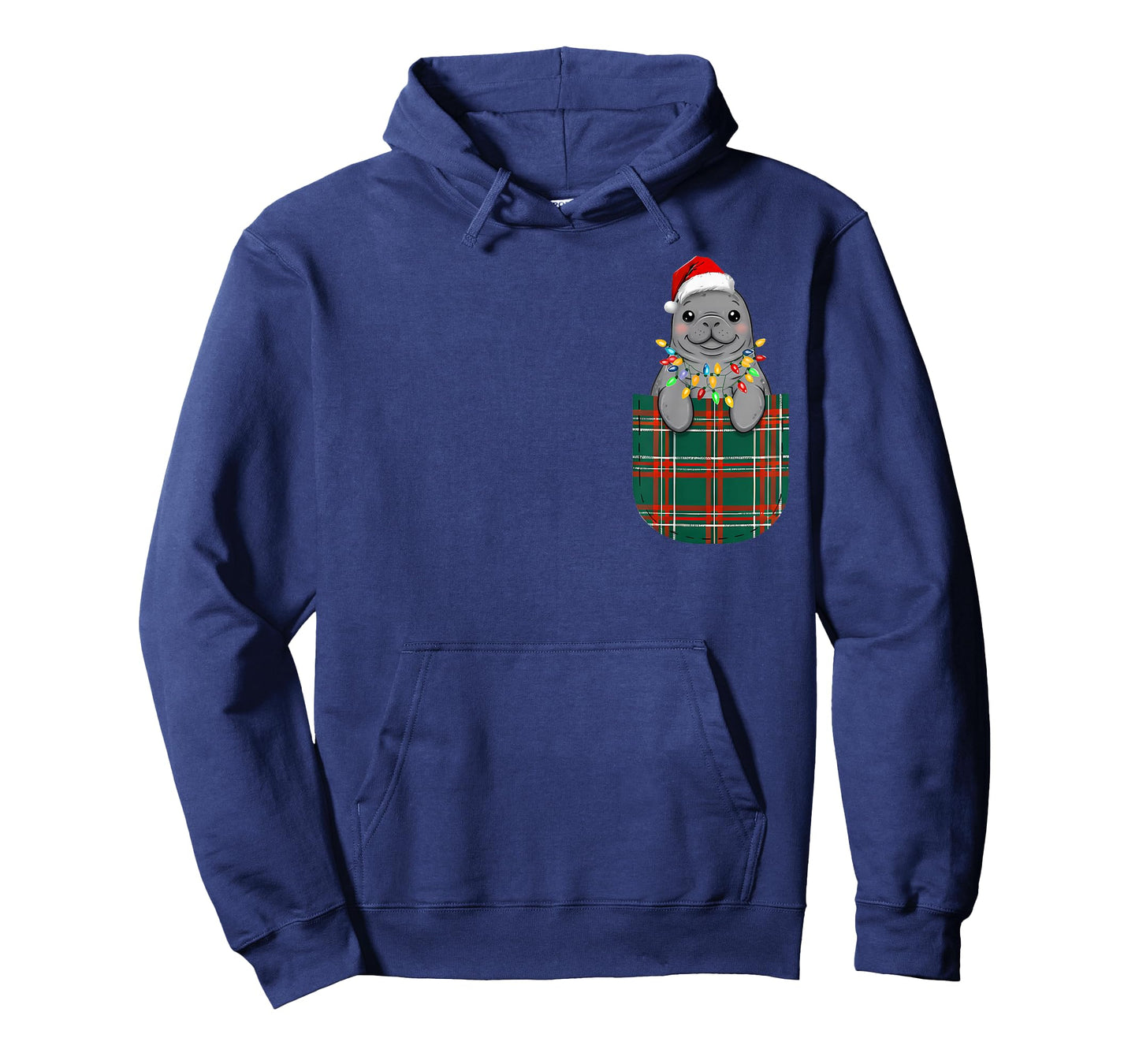 Manatee Buffalo Plaid Green Red White Pocket Christmas PJm T-Shirt