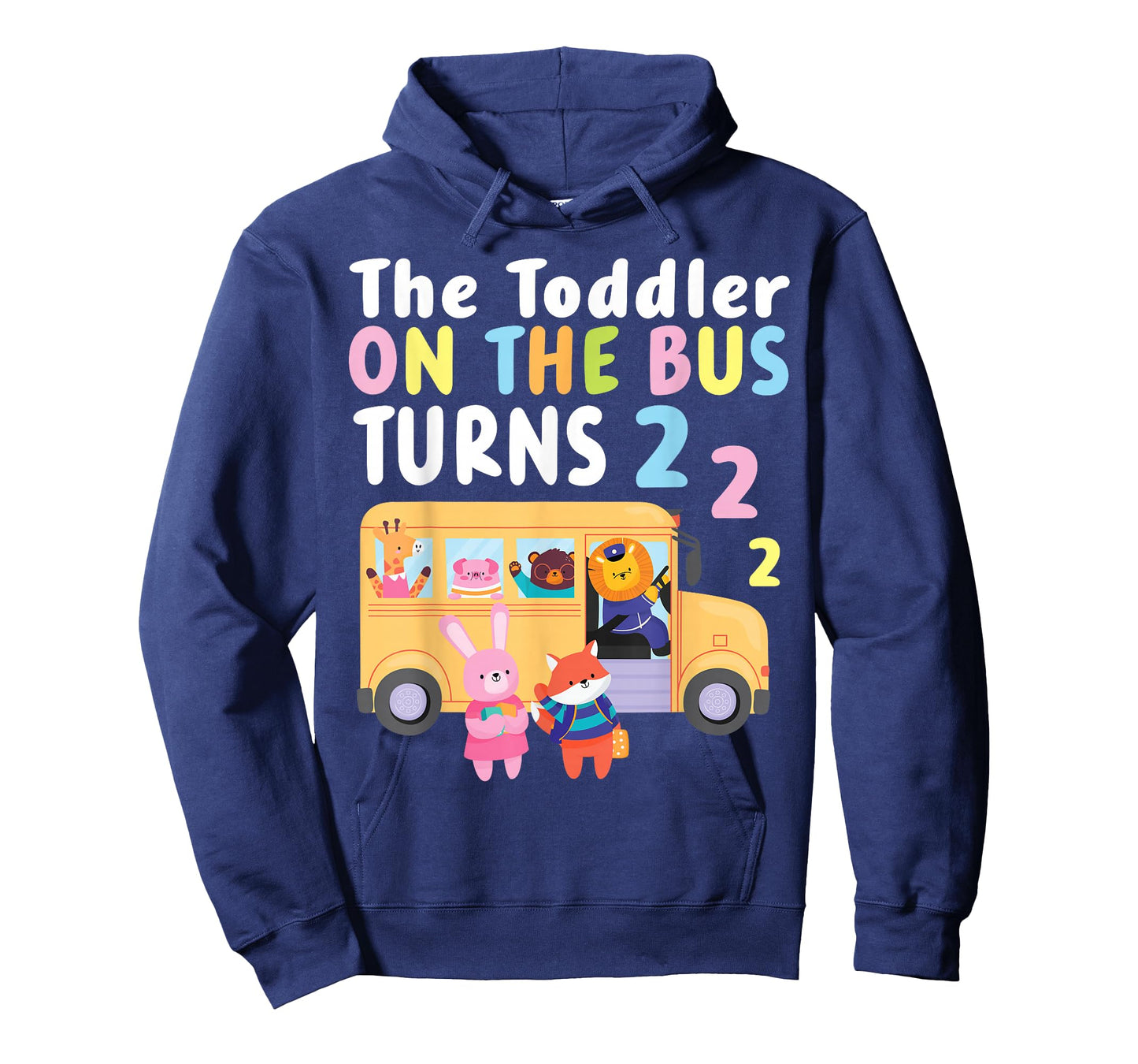 The Toddler On The Bus Turns Two Years Cute Animal Birthday T-Shirt