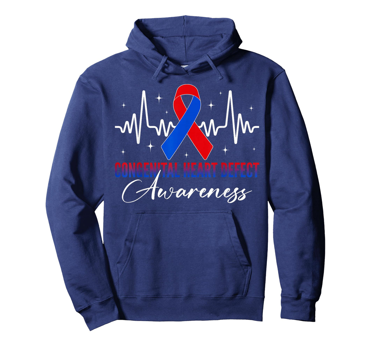 Congenital Heart Defect Awareness Red Blue Ribbon Heartbeat T-Shirt