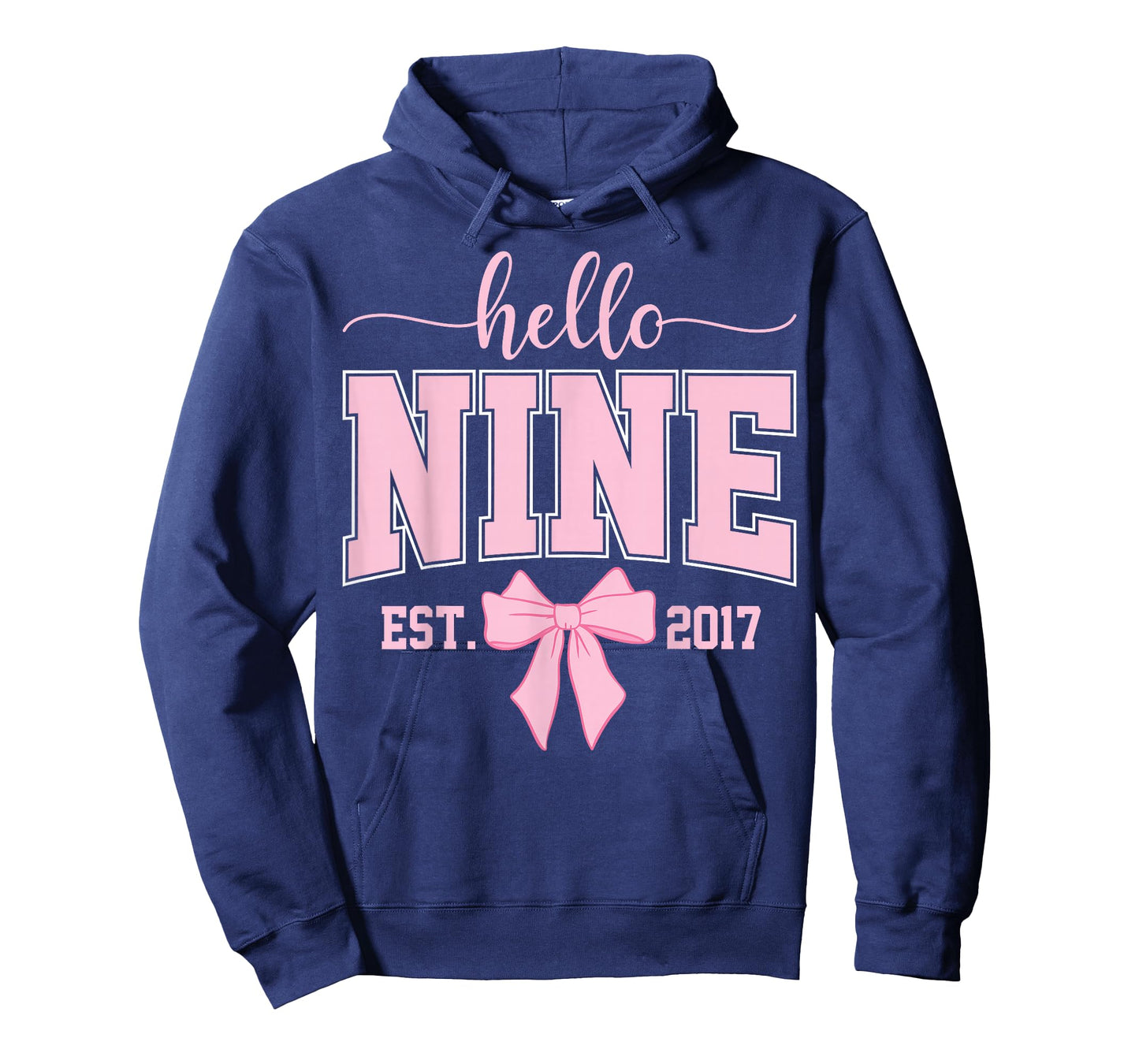 Hello Nine Est 2017 Coquette Bow 9th Birthday Girl T-Shirt