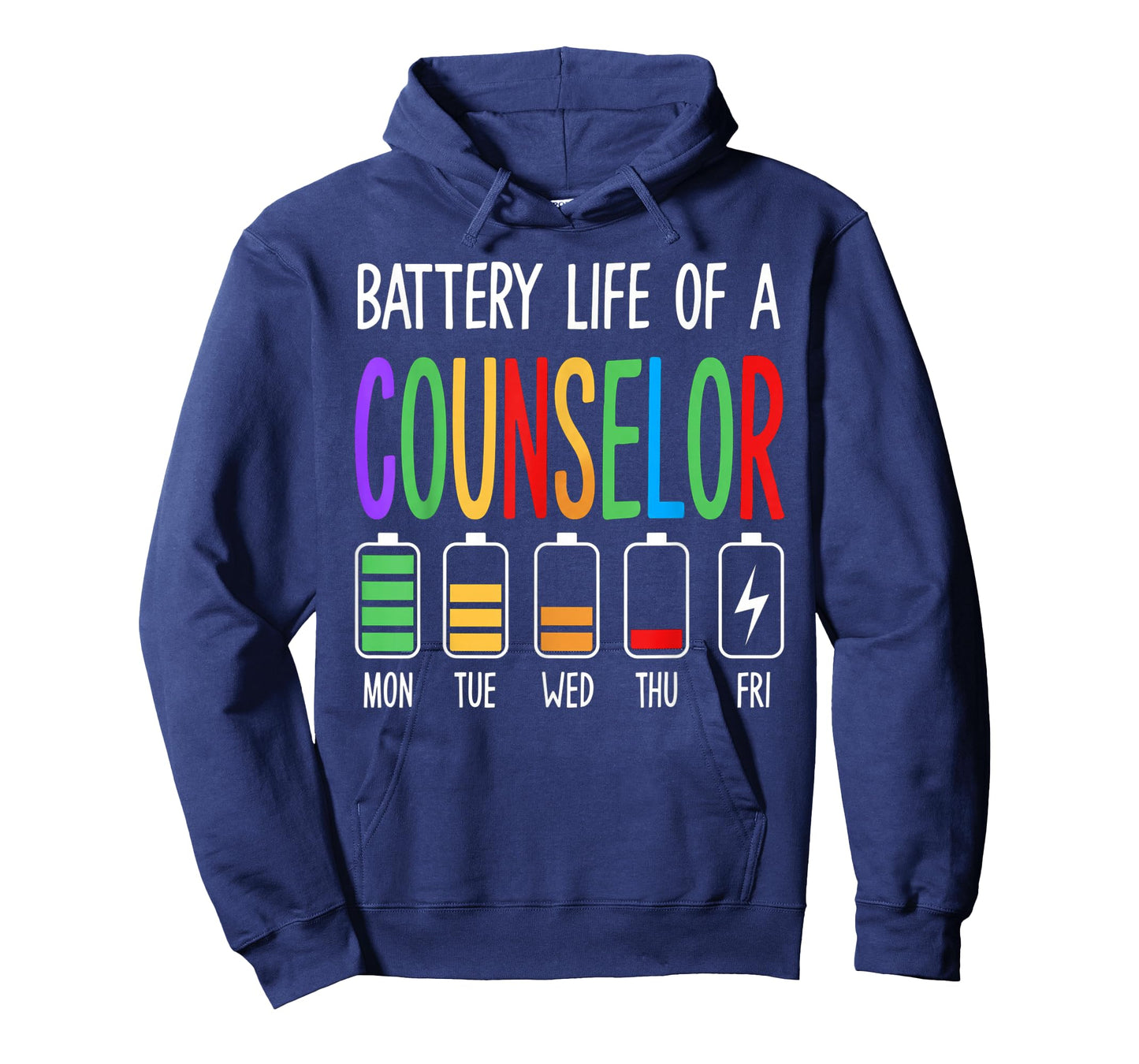 Battery Life of a Counselor Funny Office School Design T-Shirt