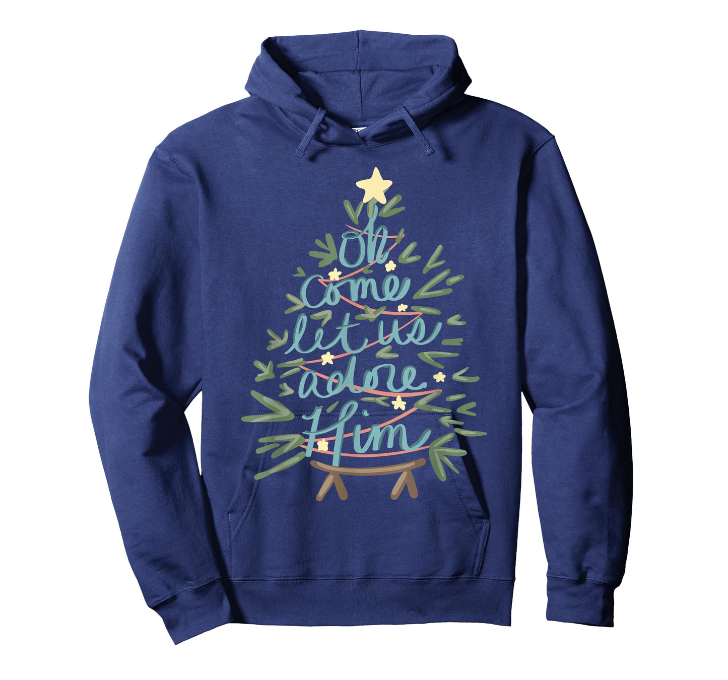 Vintage O Come All Ye Faithful Religious Christian Xmas Tree T-Shirt