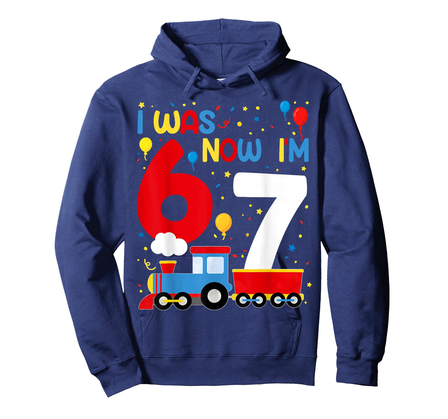 I was 6 Now I'm 7 Year Old Train Birthday Party 67 Meme Kids T-Shirt