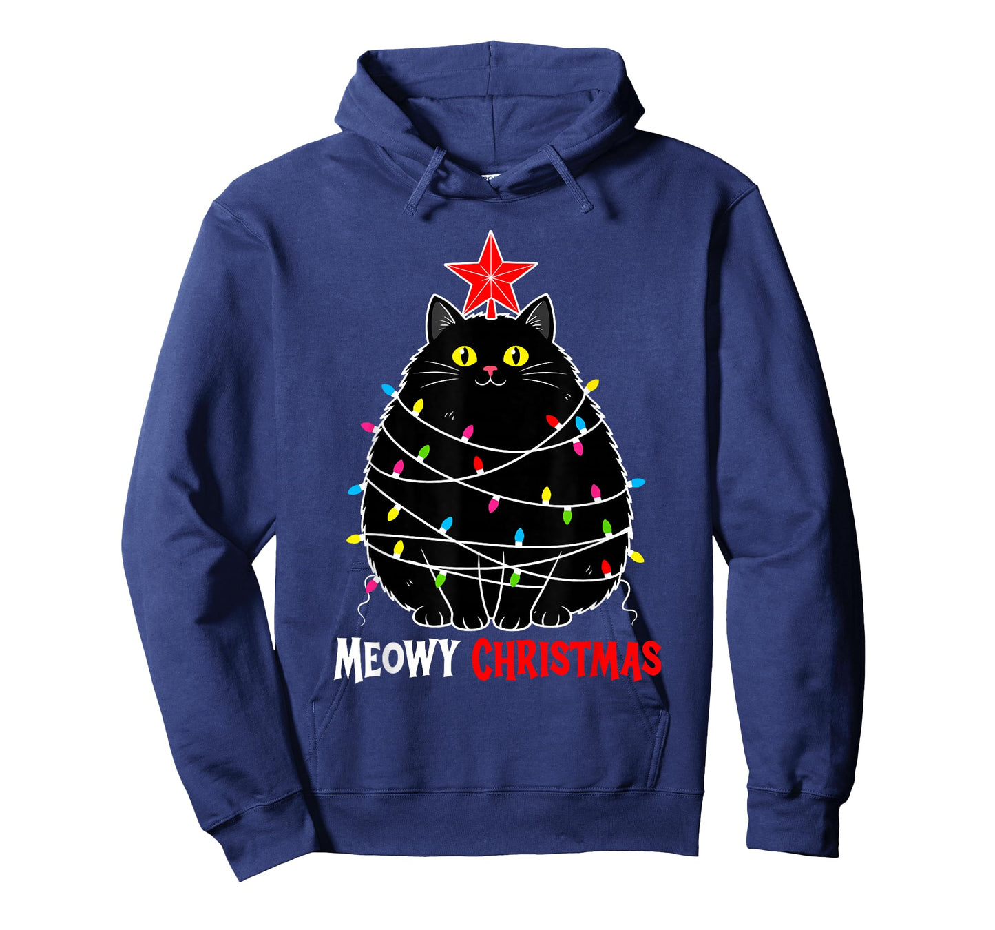 Funny Meowy Christmas Xmas Lights Black Cat Kitten Pet Lover T-Shirt