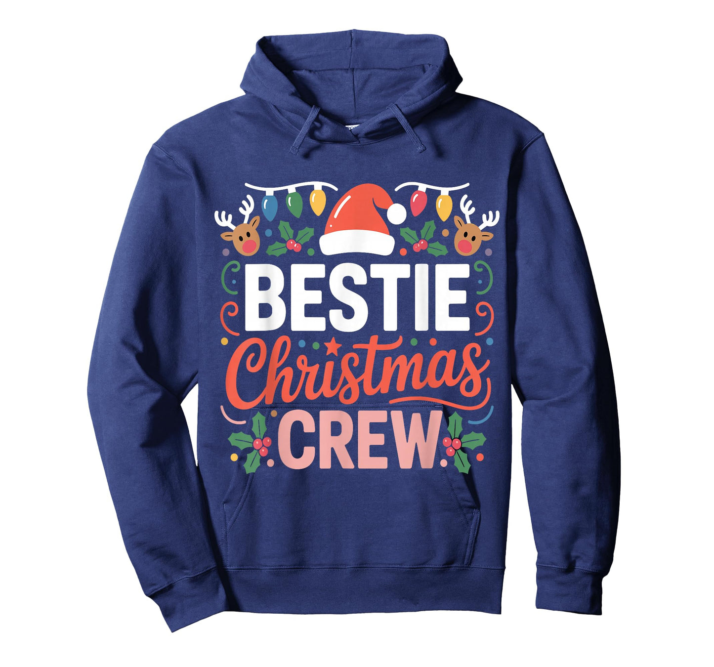 Cute Merry Bestie Christmas Crew Lights and Reindeer Quote T-Shirt