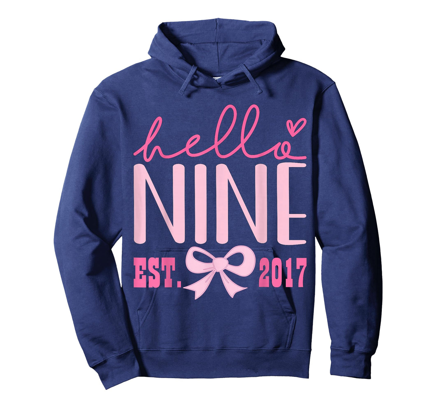 Hello Nine Est 2017 Cute Coquette Bow 9th Birthday Girls T-Shirt