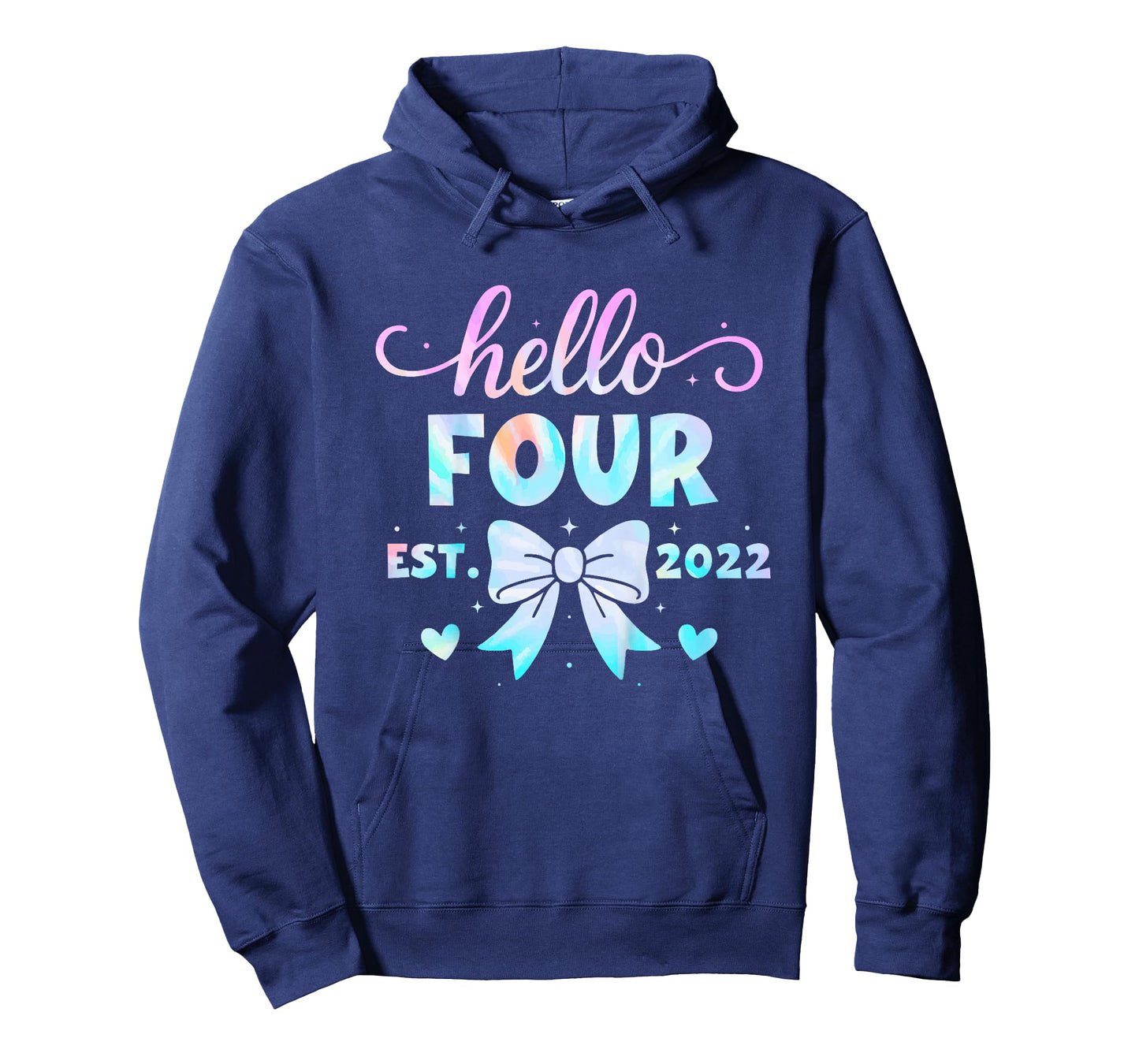 Kids Hello Four Coquette Bow 4th Birthday Girl, 4 Year Old Kids T-Shirt