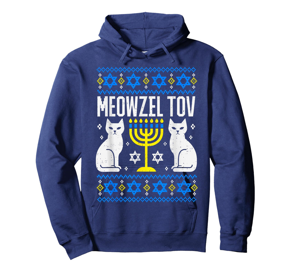 Meowzel Tov Hanukkah Ugly Cat Meow Jewish Menorah Chanukah T-Shirt