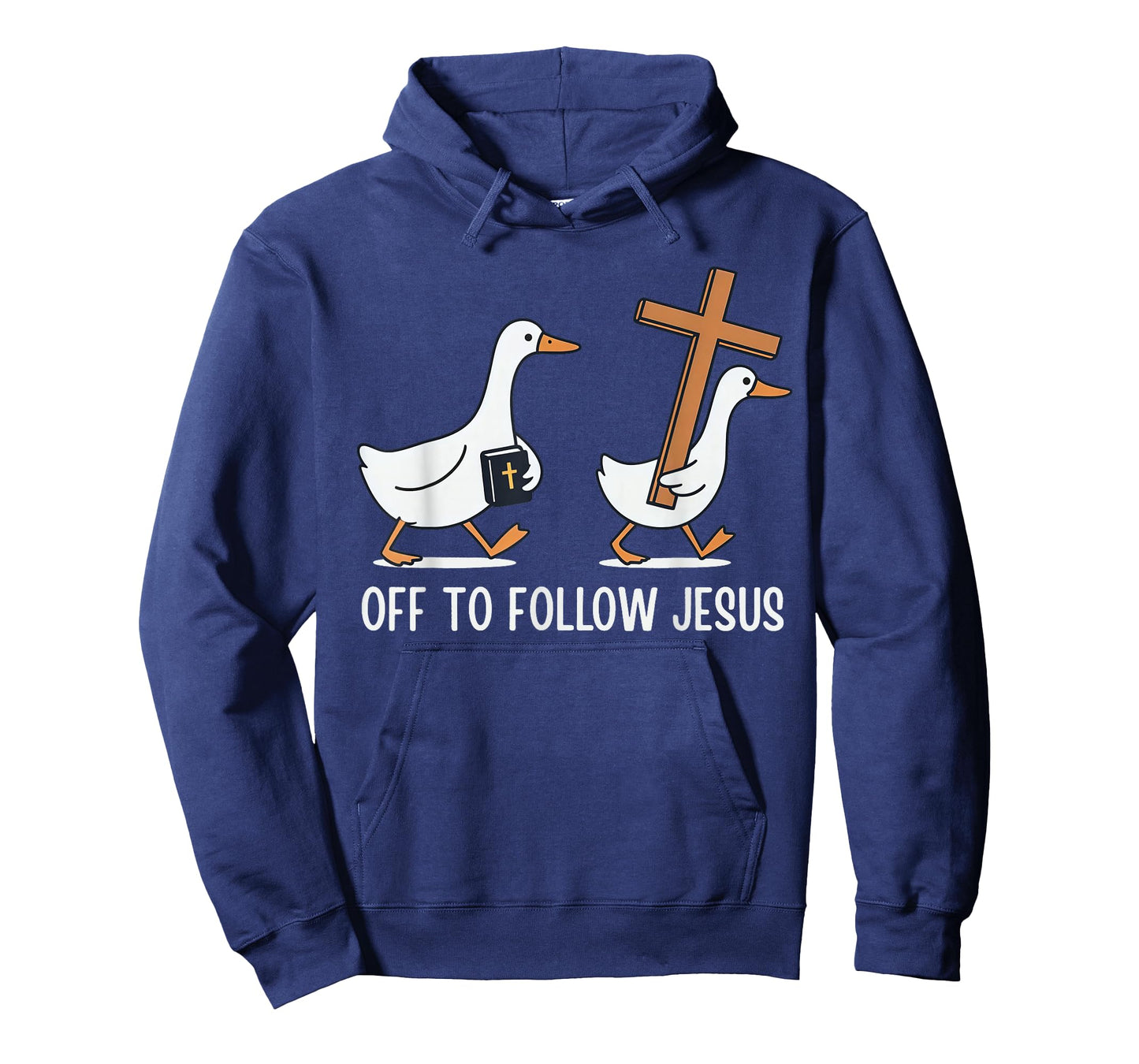Off to Follow Jesus Christian Funny Goose Faith Cross Bible T-Shirt