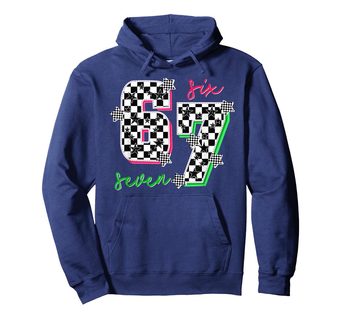 Pink and Green 67 Six Seven Meme Checkered 6 7 Girls Women T-Shirt