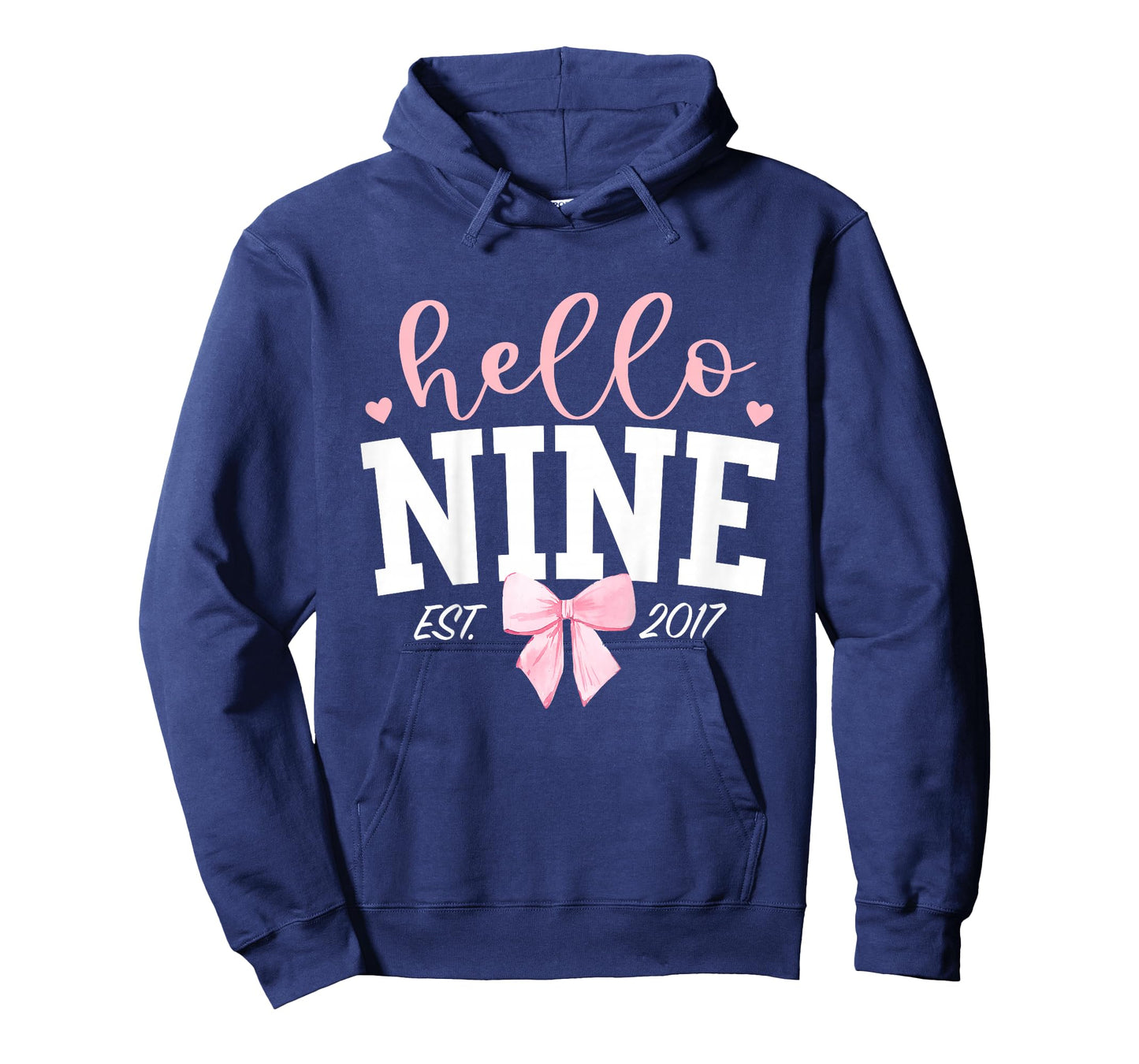 Hello Nine Est 2017 9th Birthday Girl Turning 9 T-Shirt