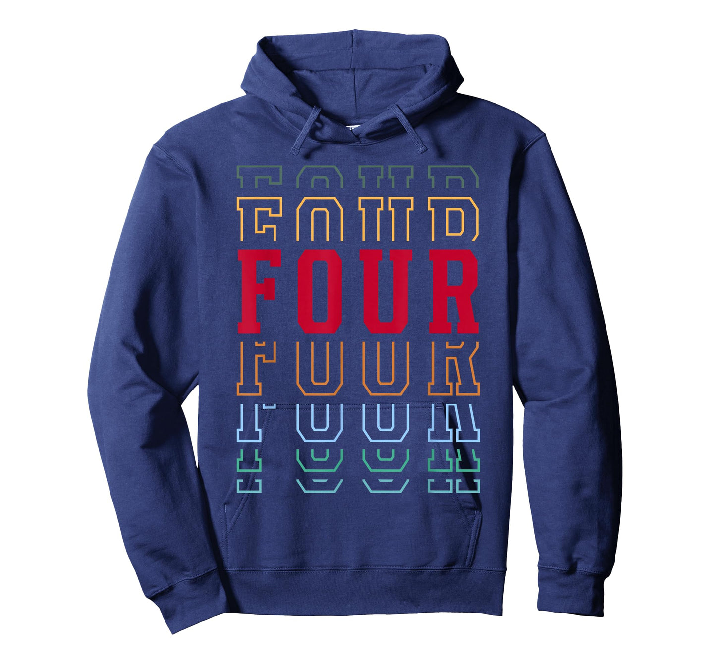 Four 4th Birthday Retro Layered Text 4 Year Old T-Shirt