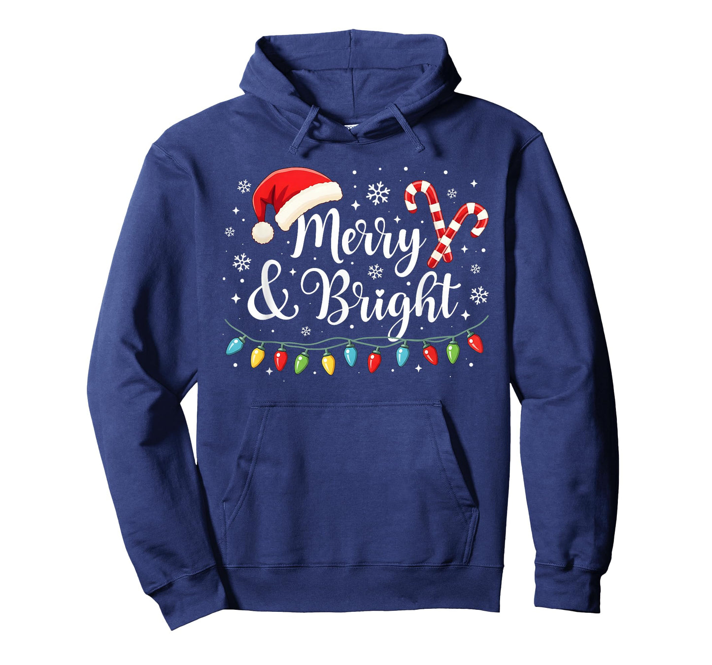 Merry and Bright Lights Red Santa Hat Xmas Family Men Women T-Shirt