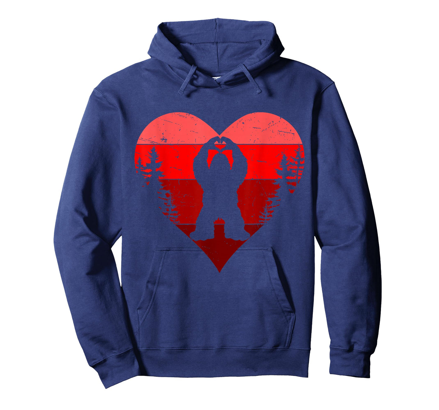 Retro Funny Bigfoot Sasquatch Heart Love Valentine Boy Men T-Shirt