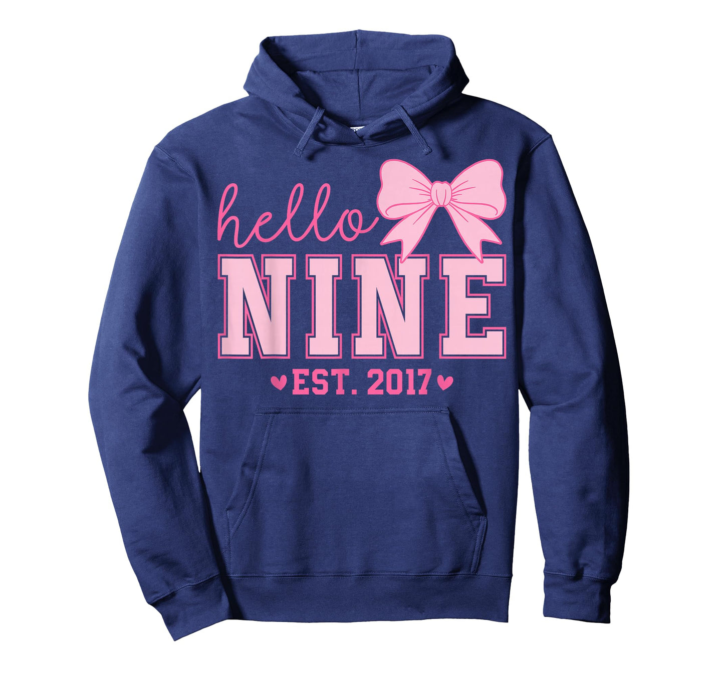 Hello Nine Est 2017 Coquette Bow 9th Birthday Girl T-Shirt