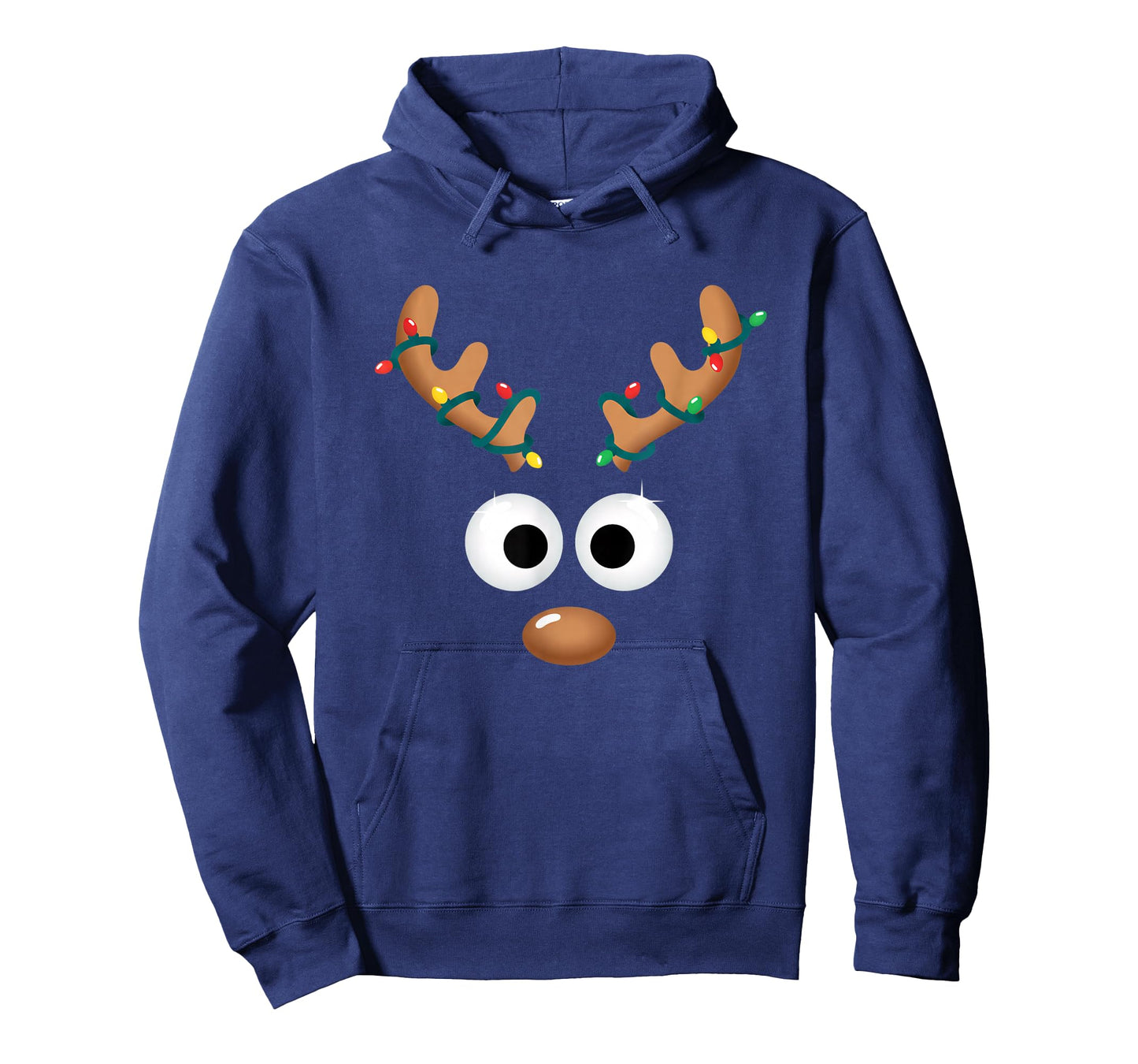 Christmas Cute Reindeer Face Antlers Wrapped in Lights Funny T-Shirt