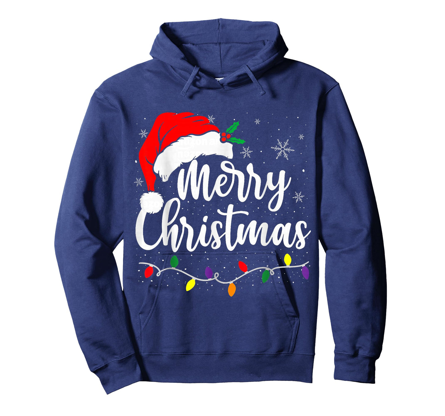 Merry Christmas Lights Red Santa Hat Xmas Family Men Women T-Shirt