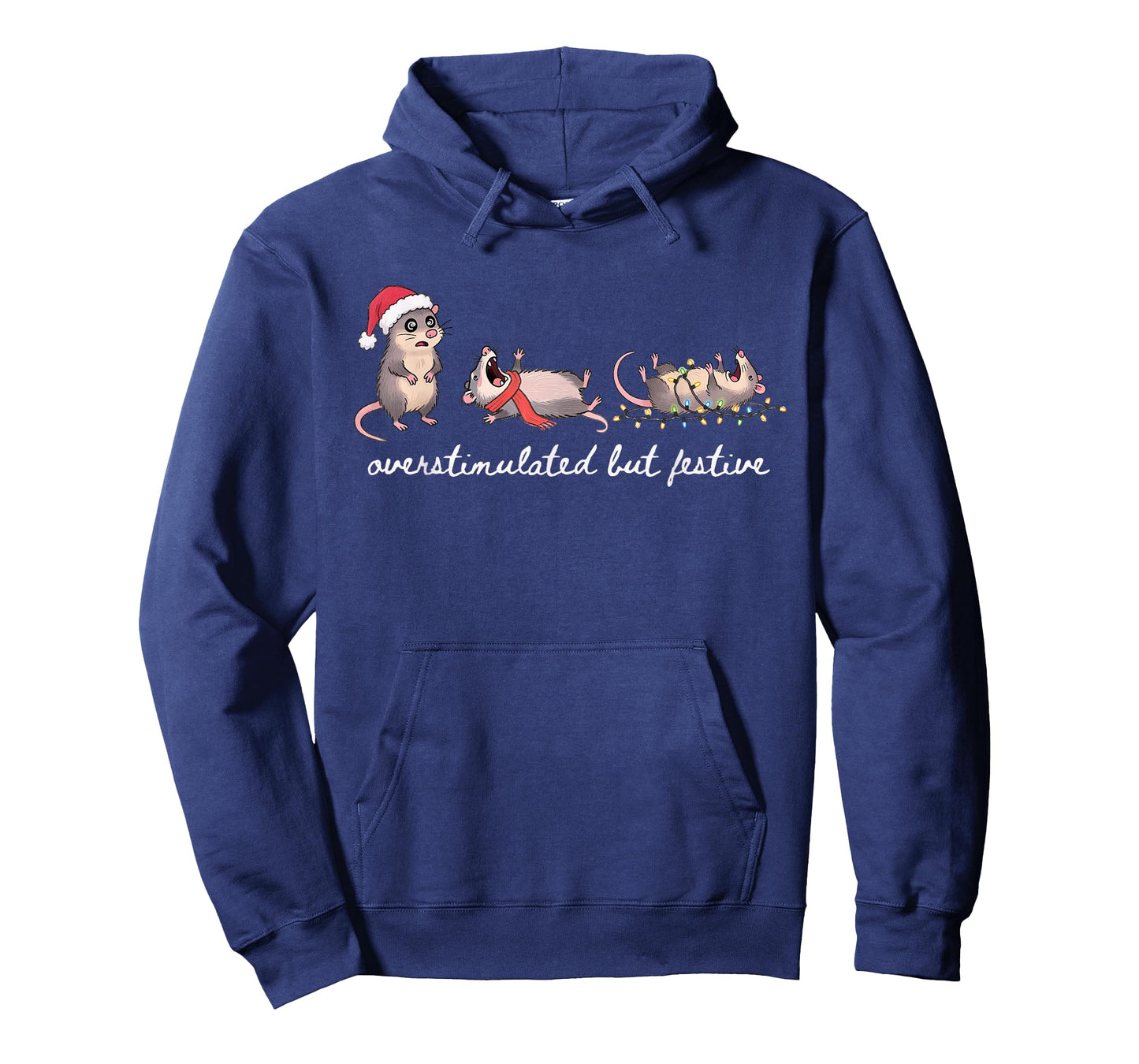 Overstimulated But Festive Christmas Possum Santa Opossum T-Shirt