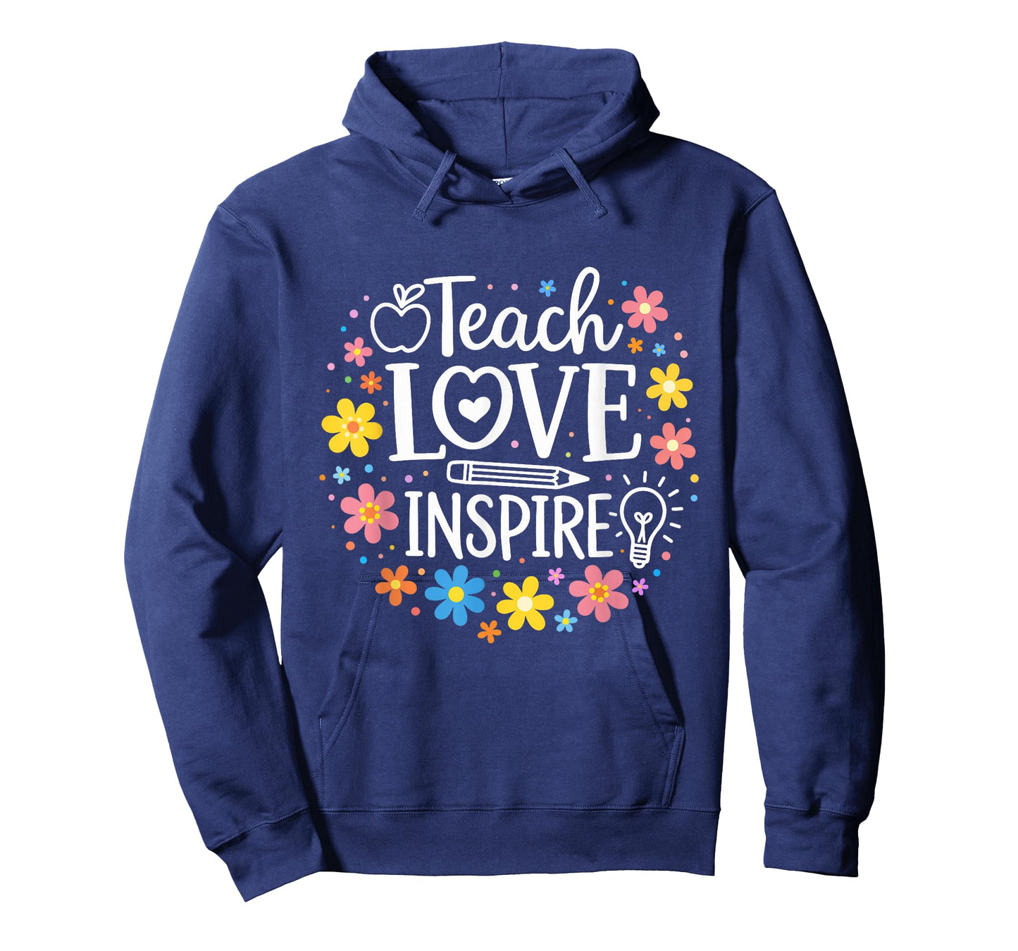 Colorful Teacher Life Teach Love Inspire with Flowers Design T-Shirt
