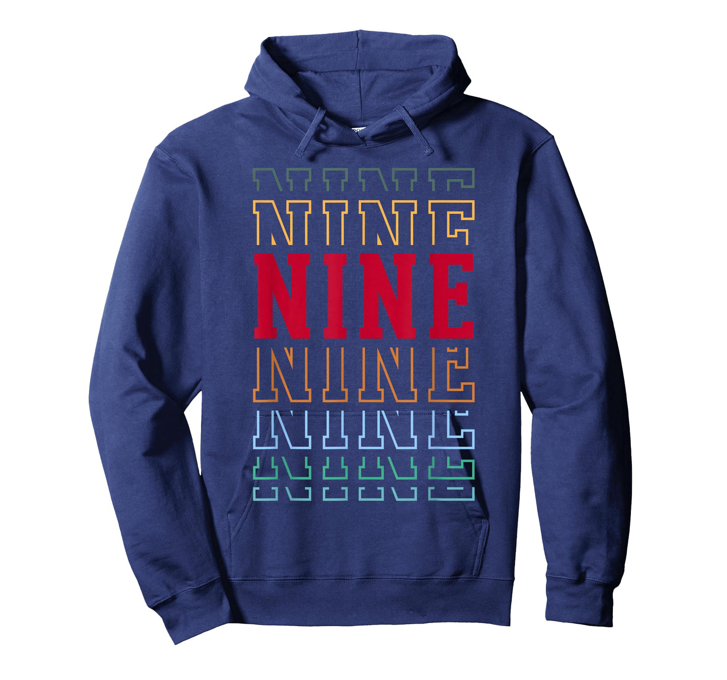 Nine 9th Birthday Retro Layered Text 9 Year Old T-Shirt