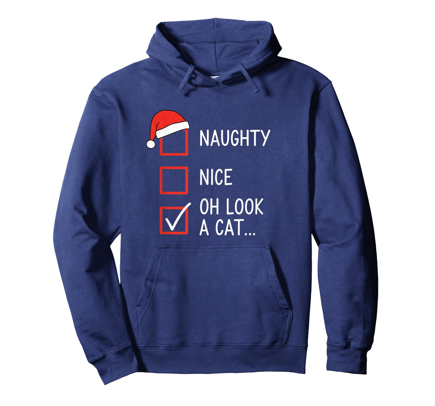Christmas Naughty Nice Oh Look A Cat Checklist Santa Hat Fun T-Shirt