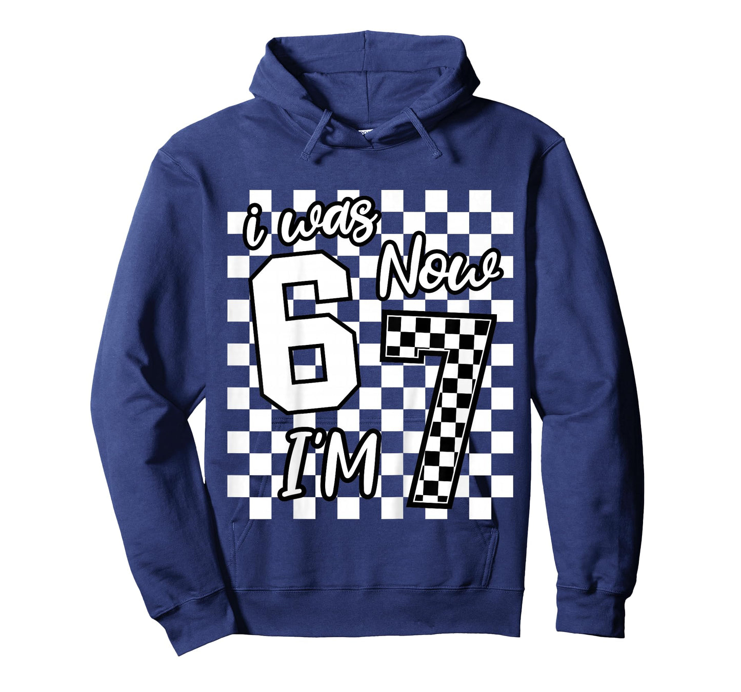 Kids Checkered I was 6 Now I'm 7 Birthday Seven Years Old Bday T-Shirt