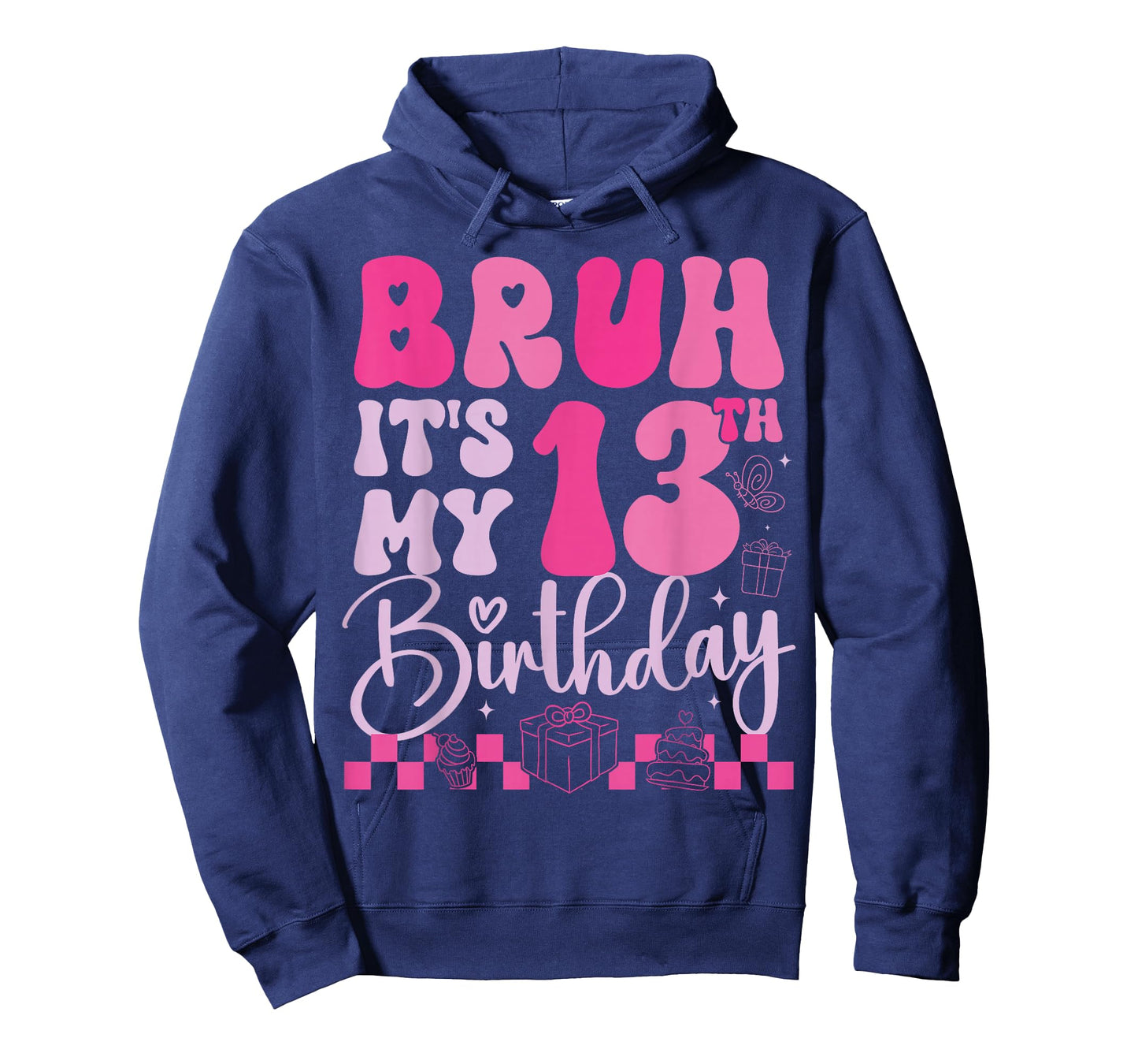 Bruh It's My 13th Birthday 13 Year Old 13yr Girl Groovy Pink T-Shirt