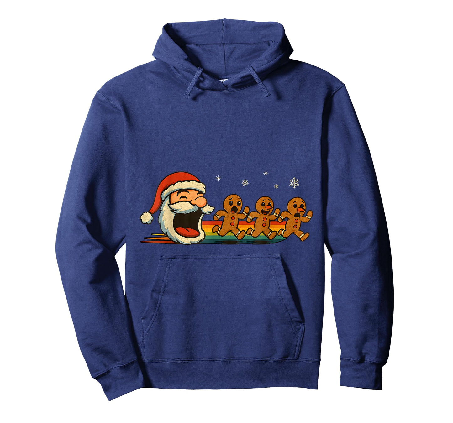 Retro Santa Chasing Gingerbread Funny Christmas T-Shirt