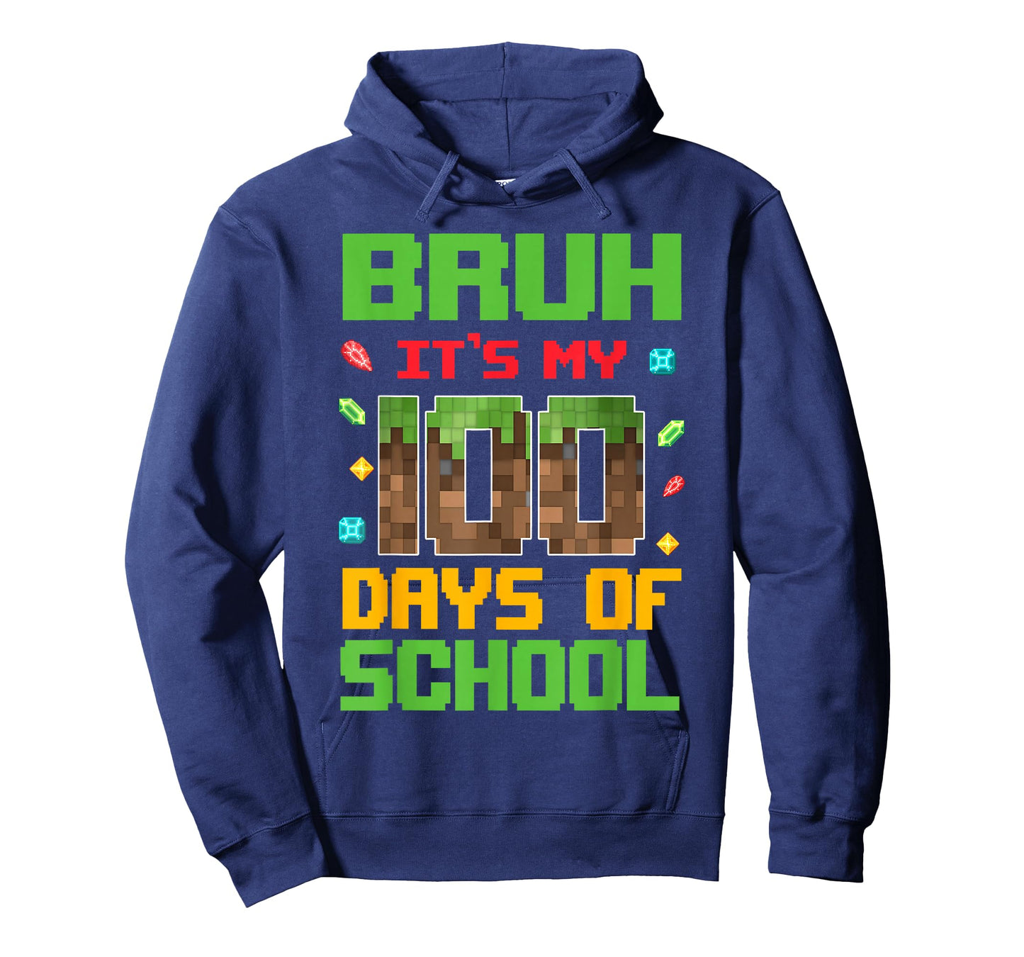 Bruh It's My 100 Days of School Pixel Video Game Student Boy T-Shirt