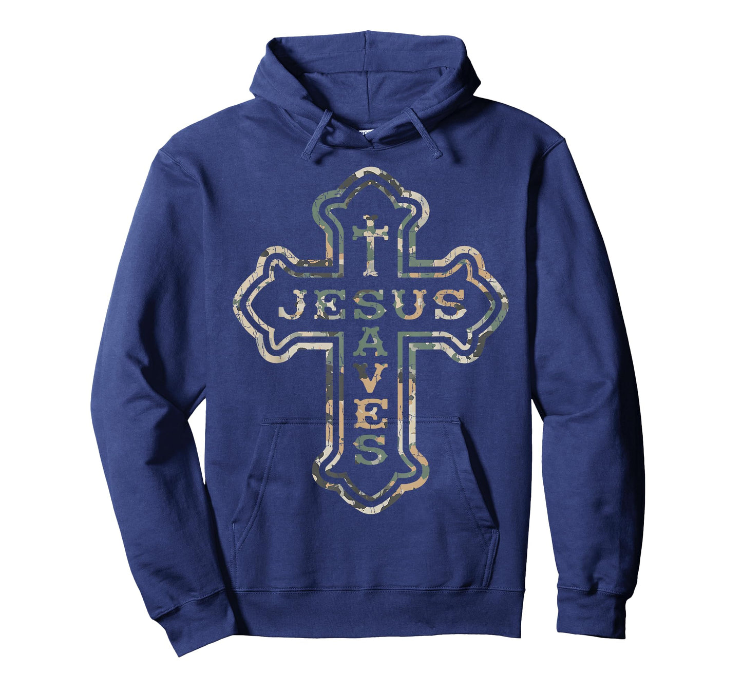 Vintage Camo Jesus Saves Cross Subtle Christian Religious T-Shirt