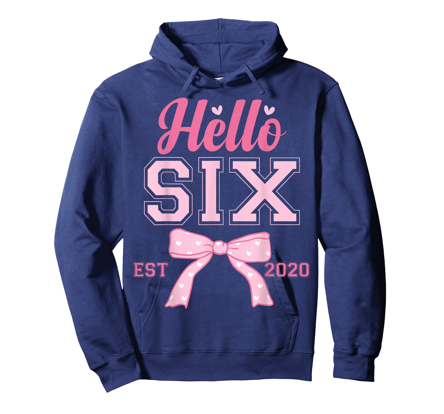 Hello 6 Est 2020 6th Birthday Girl Pink Coquette Bow T-Shirt
