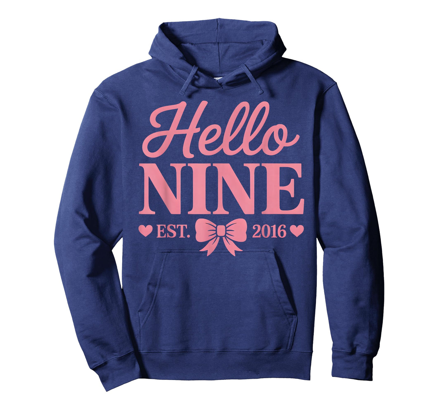 Hello Nine Est 2016 Coquette Bow 9th Birthday Girls Kids T-Shirt