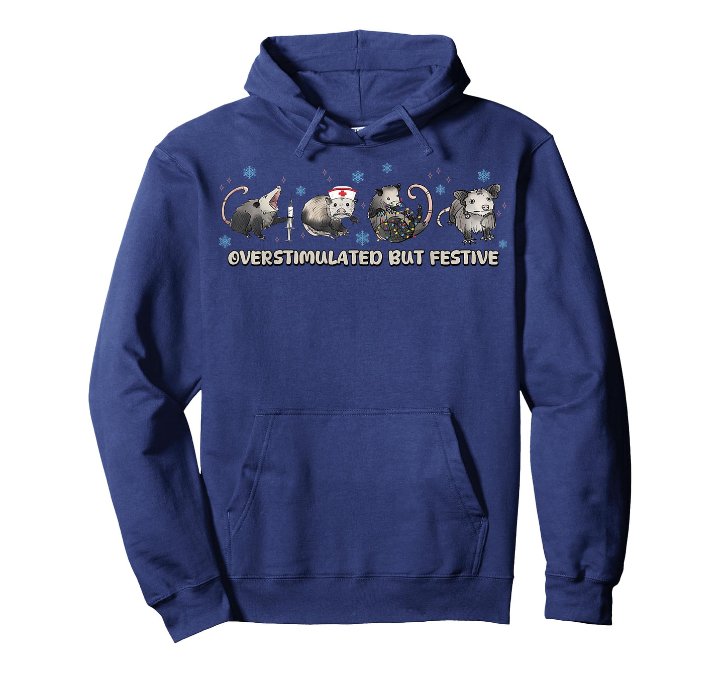 Overstimulated But Festive Funny Possum Nurse Christmas T-Shirt