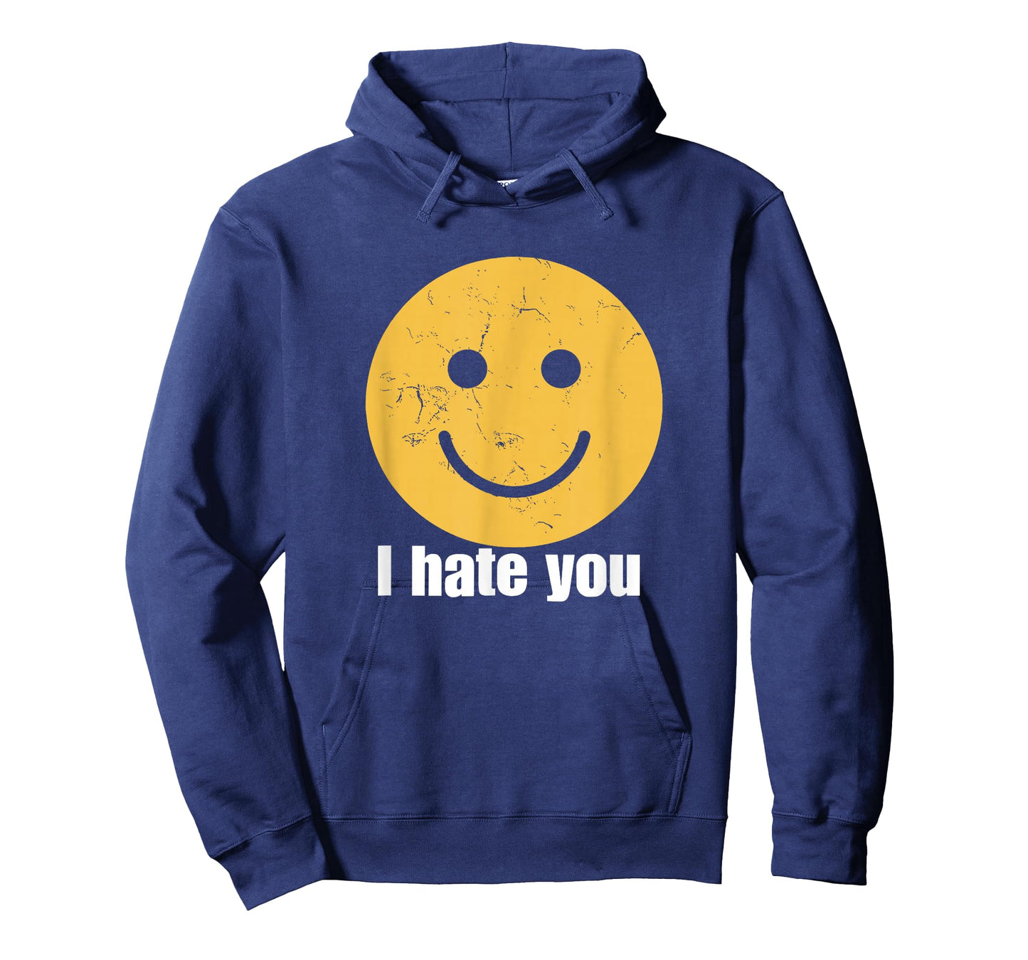 I Hate You Vintage Smile Yellow Happy Face Funny Saying T-Shirt