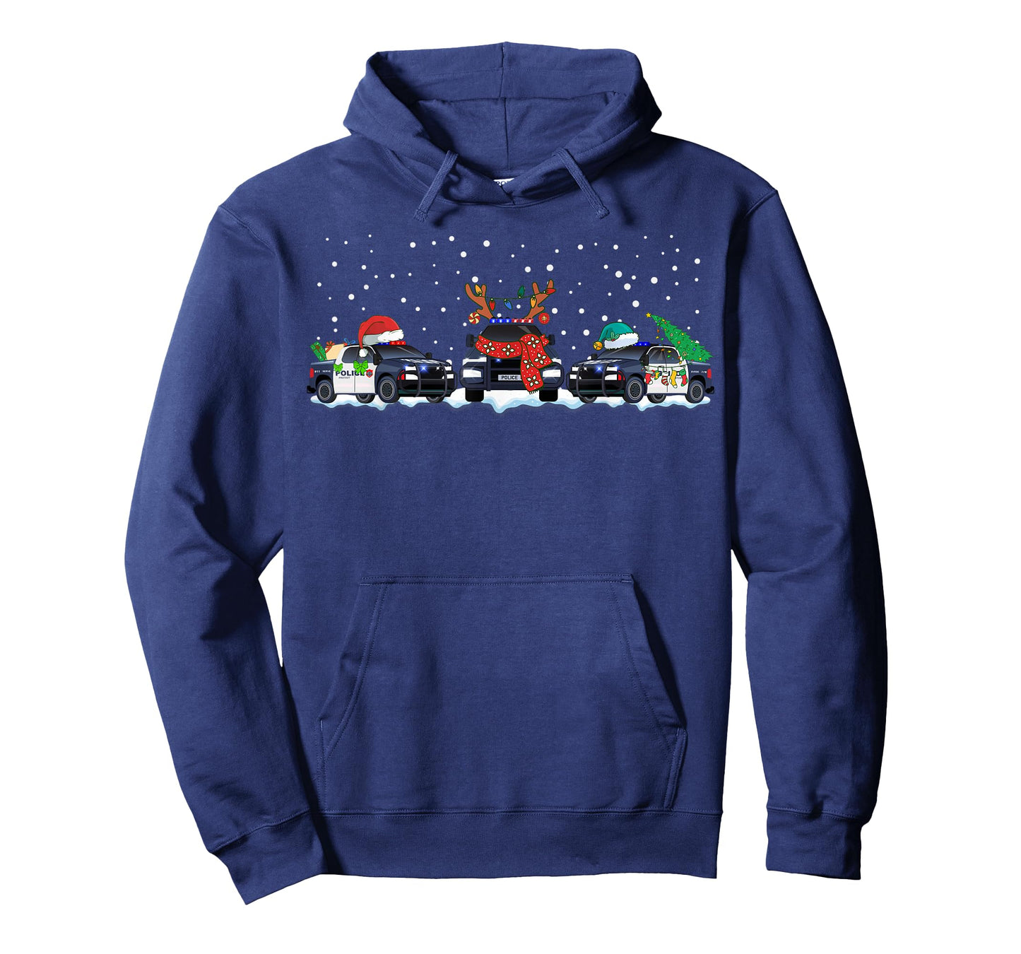 Police Car Tree Christmas Funny Santa Policeman Kids Boys T-Shirt