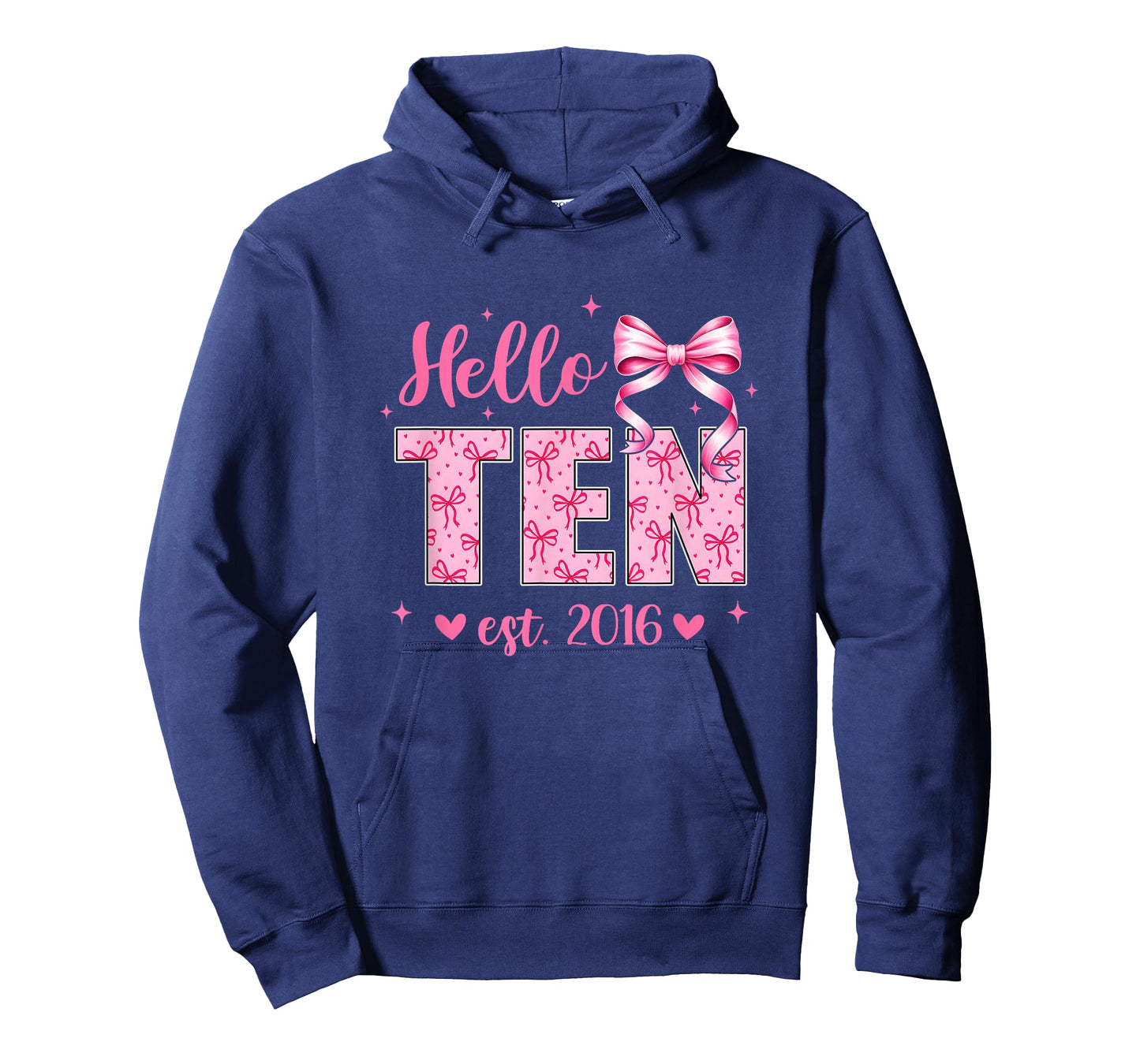 Hello Ten Est 2016 Coquette Bow 10Th Birthday Girl 10 Years T-Shirt