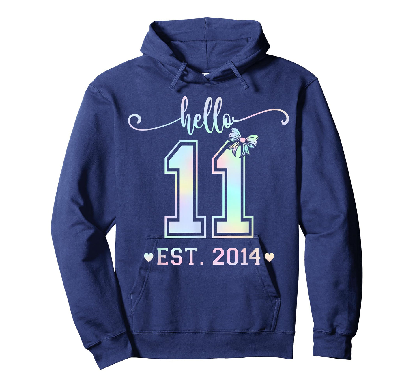 Hello Eleven Est 2014 Coquette Bow 11th Birthday Girl T-Shirt
