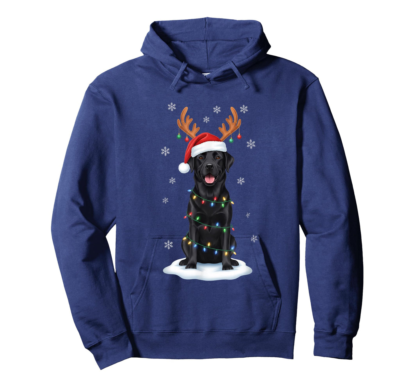 Christmas Black Lab Santa Reindeer Lights Merry Xmas Dog Mom T-Shirt