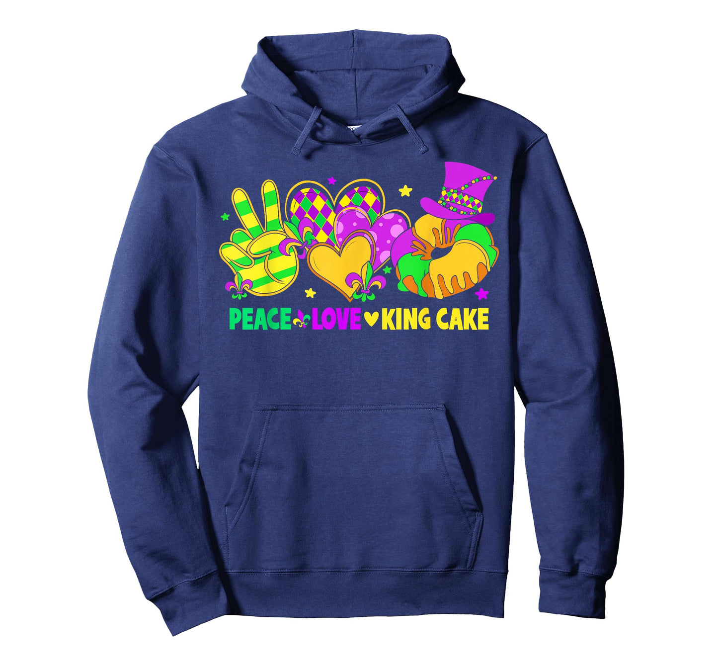 Mardi Gras Peace Love King Cake Funny Party Carnival T-Shirt
