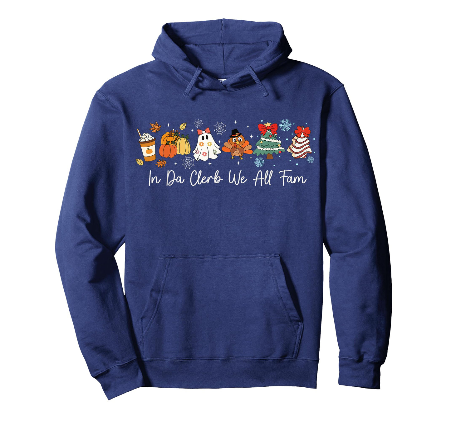 in Da Clerb We All Fam Hallowthanksmas Cute Ghost Turkey T-Shirt