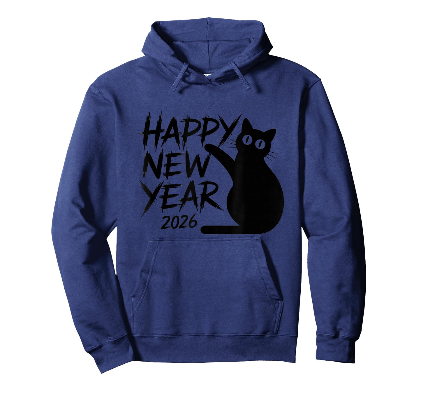 Happy New Year 2026 Black Cat Cute Minimal Holiday Design T-Shirt