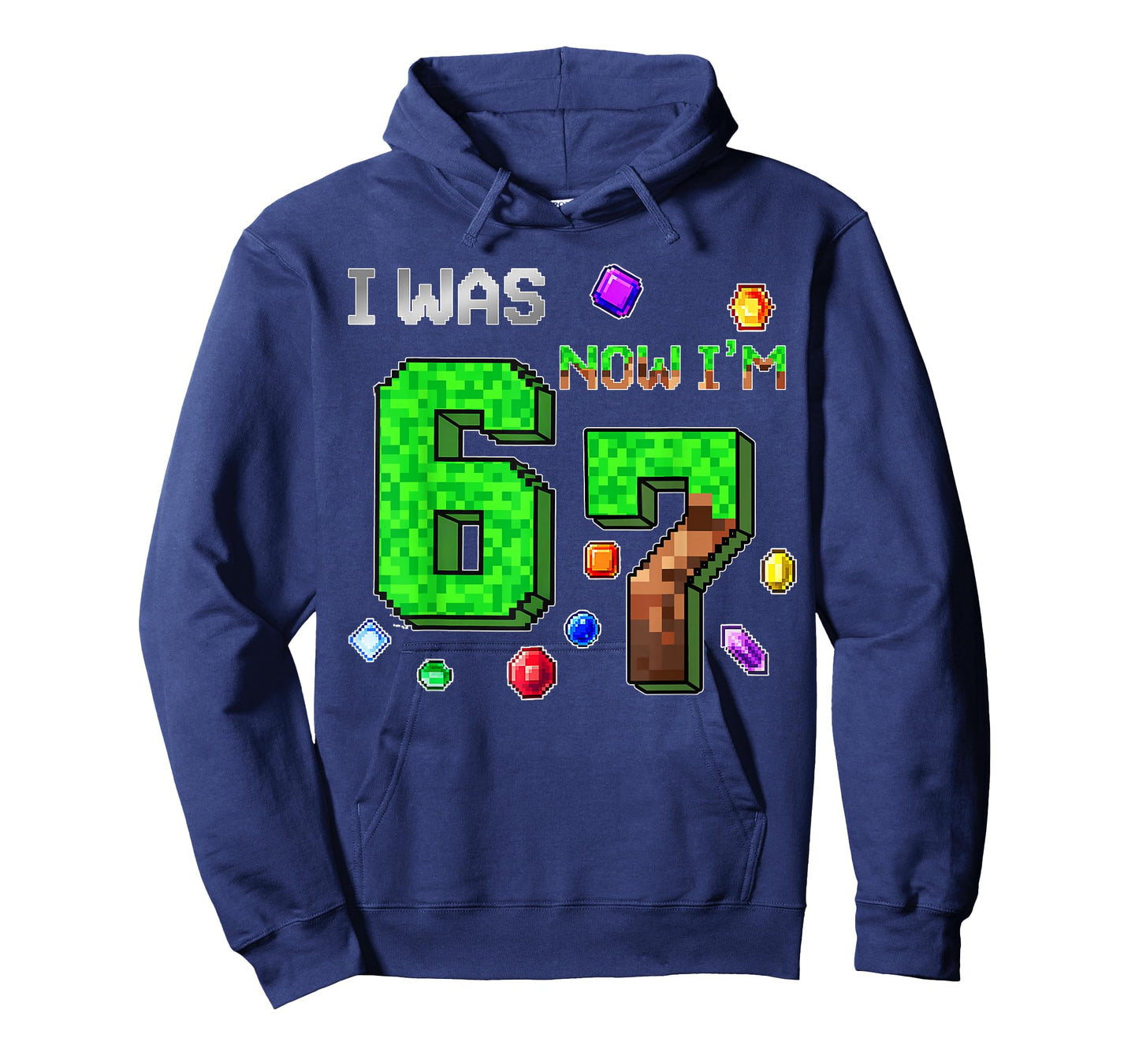 I was 6 Now I'm 7 Year Old 7th Birthday Boy Pixel Block T-Shirt