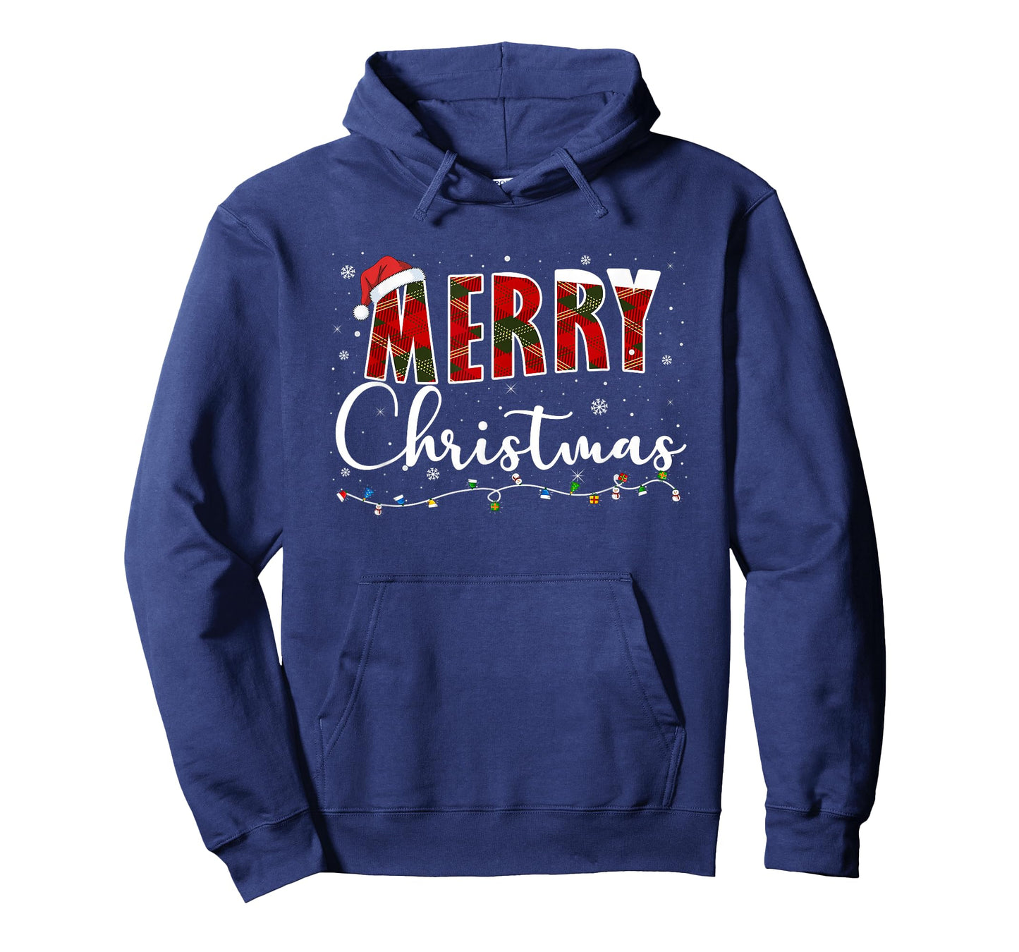 Merry Christmas Lights, Red Santa Hat Xmas Family Men Women T-Shirt