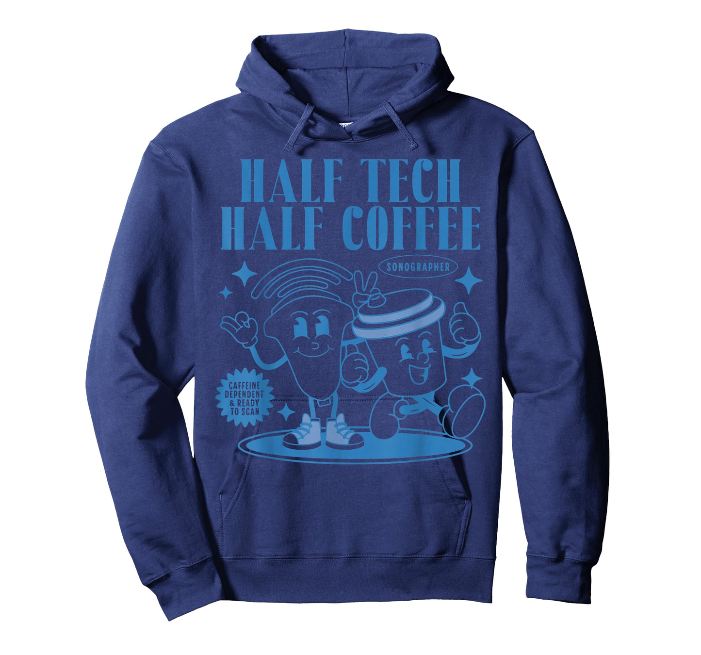 Half Tech Half Coffee Sonography Funny Ultrasound Tech RDMS T-Shirt