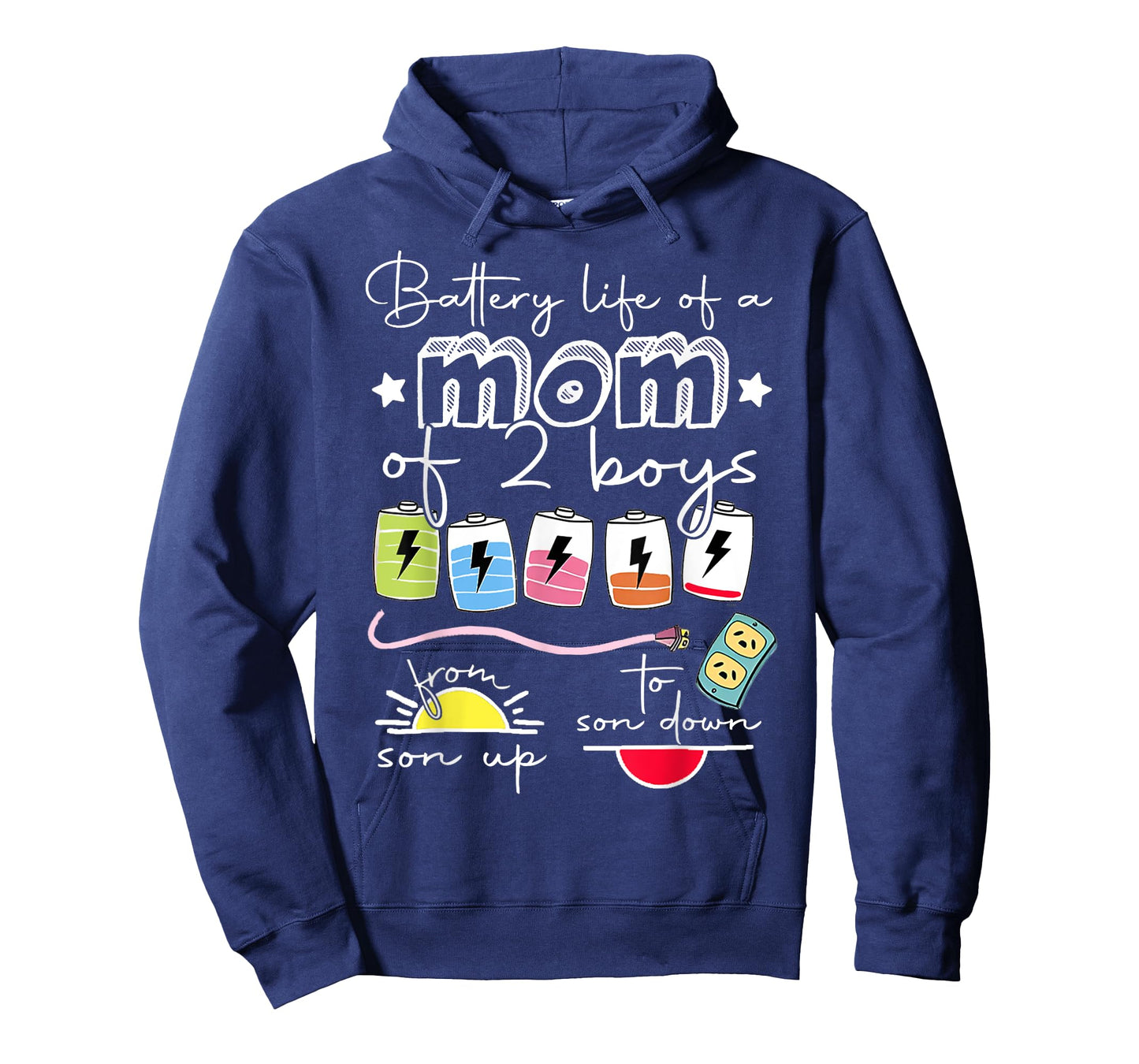 Funny Mom Battery Life of Mom of 2 Boys Mothers Day Boy Mom T-Shirt