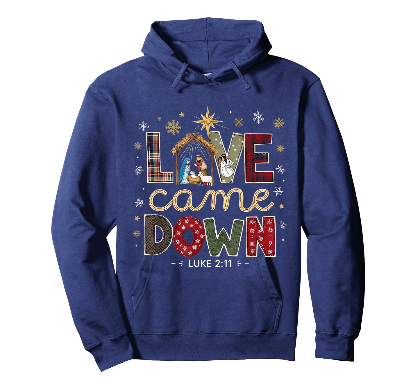 Love Came Down Luke 2:11 Patchwork Christmas Art T-Shirt