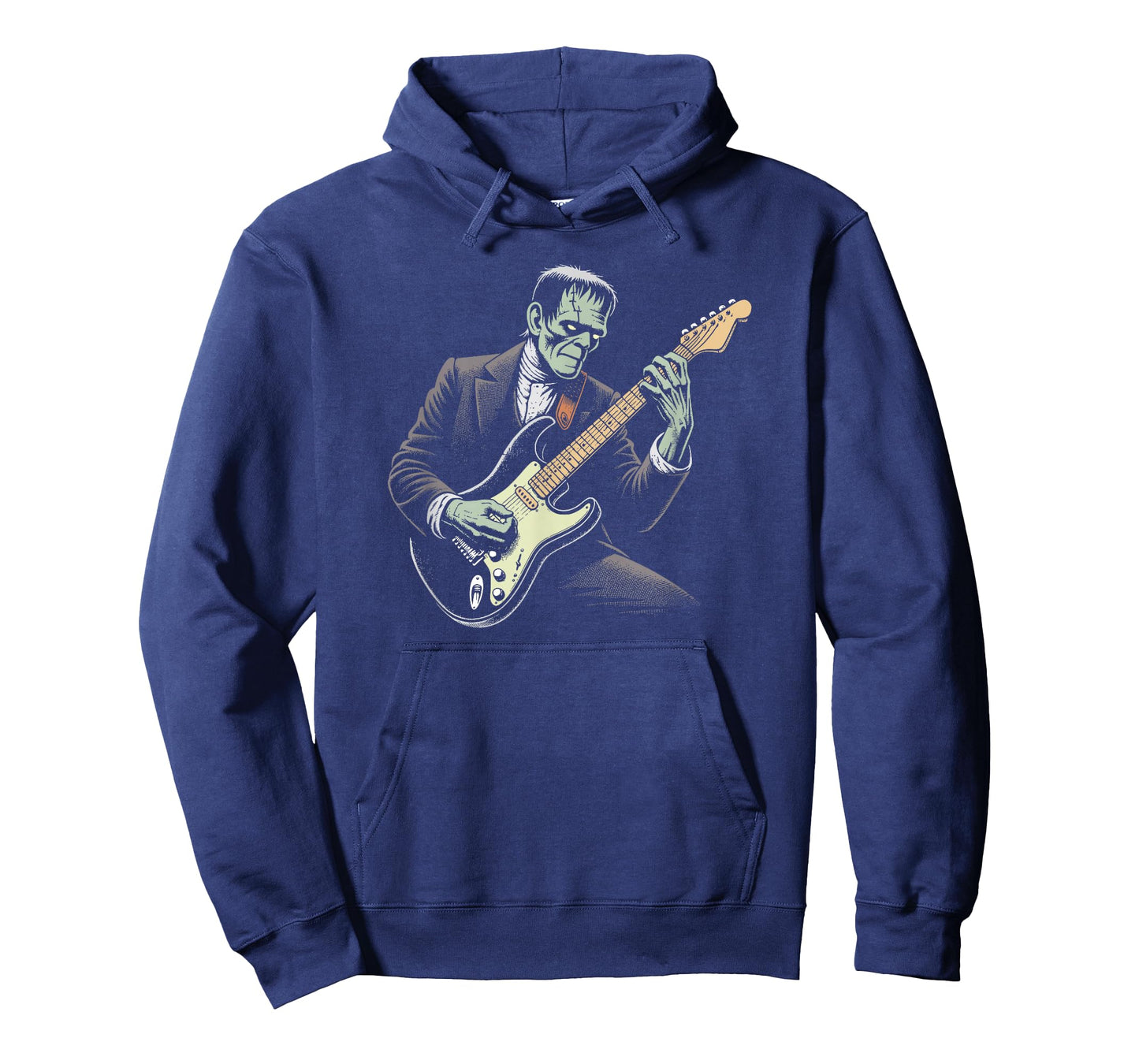 Frankenstein Playing Electric Guitar Color Print Funny T-Shirt